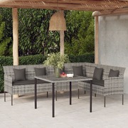 Elegance in Grey: L-Shaped Poly Rattan Garden Sofa Set with Cushions