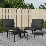 Elegant Steel Garden Chairs with Grey Cushions - Set of 2
