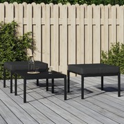 Elegant Grey Cushioned Garden Footstools - 2 Steel Pieces