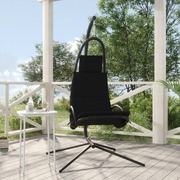 Outdoor Haven: Cushioned Black Swing Chair - Crafted with Steel & Oxford Fabric
