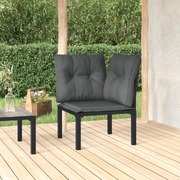 Elegance in the Garden: Black and Grey Poly Rattan Corner Chair with Cushions