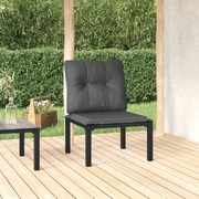 ElevateOutdoors: Contemporary Garden Chair with Cushions in Black and Grey Poly Rattan