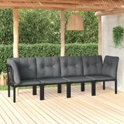 Elegance in Black and Grey: 4-Piece Poly Rattan Garden Lounge Set