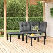 Elegance Retreat: Stylish 4-Piece Garden Lounge Set with Black and Grey Poly Rattan