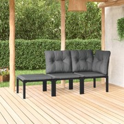 Elegance in Black and Grey: 3-Piece Poly Rattan Garden Lounge Set