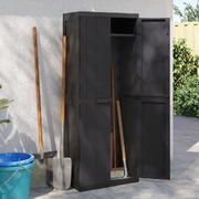 Versatile Outdoor Storage: Grey and Black Cabinet