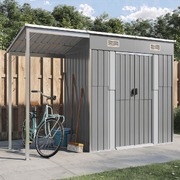 Garden Shed with Extended Roof Light Grey Steel