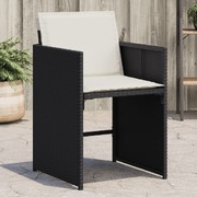 Garden Chairs with Cushions 4-pcs Black Poly Rattan
