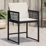 4 pcs Garden Chairs with Cushions Black Poly Rattan