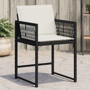 4 pcs Garden Chairs with Cushions Black Poly Rattan