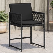 Stylish: Garden Chairs with Cushions 4 pcs Black Poly Rattan