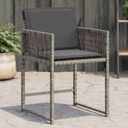 Comfort:Garden Chairs with Cushions 4 pcs Grey Poly Rattan