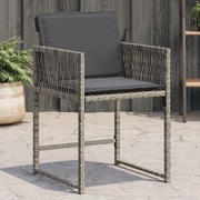 Comfort:Garden Chairs with Cushions 4 pcs Grey Poly Rattan