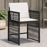4-pcs Garden Chairs with Cushions Black Poly Rattan