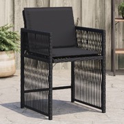 Elegance: Garden Chairs with Cushions 4 pcs Black Poly Rattan