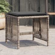 Garden Stools with Cushions 4-pcs Grey Poly Rattan