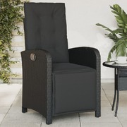 Reclining Garden Chair with Footrest Poly Rattan