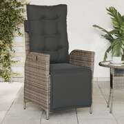 Reclining Garden Chair with Footrest Grey Poly Rattan
