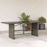 Garden Table with Glass Top Grey Poly Rattan
