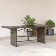 Garden Table with Glass Top Grey Poly Rattan