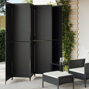 Room Divider 6 Panels-Black Poly Rattan