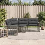 Garden Sofa with Cushions Modular Sofa Couch L-Shaped Grey Poly Rattan