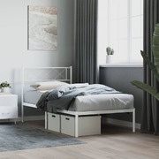 Tranquility: White Metal Bed Frame with Headboard