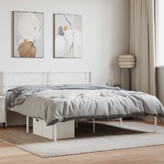 Elegant Metal Bed Frame with Headboard - White Queen Size