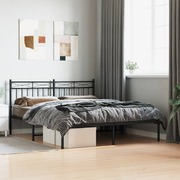 Metal Bed Frame with Durable Headboard Black Queen Size