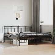 Metal Bed Frame with Headboard & Footboard Black King Size