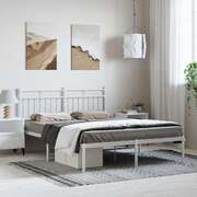 Metal Bed Frame with Headboard -White Double Size
