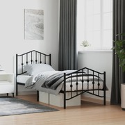 Metal Bed Frame with Headboard & Footboard Black Single Size