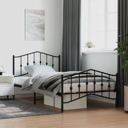 Metal Bed Frame with Headboard & Footboard Black  King Single