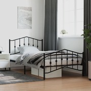 Metal Bed Frame with Headboard & Footboard Black
