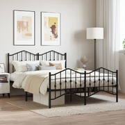 Metal Bed Frame with Headboard & Footboard, Black Double Size