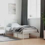 Metal Bed Frame with Headboard White Single Size