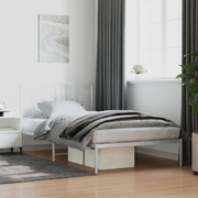 Metal Bed Frame with Headboard White