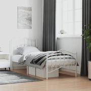 Metal Bed Frame with Headboard & Footboard White Single Size
