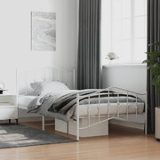 Metal Bed Frame with Headboard & Footboard- White