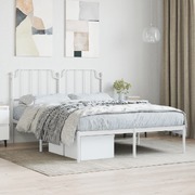 White Serenity: Metal Bed Frame with Elegant Headboard Design