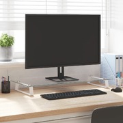 White Tempered Glass and Metal Monitor Stand: Stylish Design



