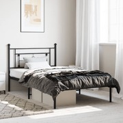 Metal Bed Frame with Headboard Black King Single