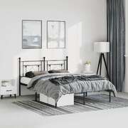 Black Metal Bed Frame with Stately Headboard Queen Size