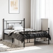 Metal Bed Frame with Headboard and Footboard - Black King Single Size