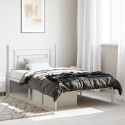 Metal Bed Frame with Headboard-White King Single