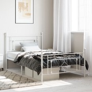 Metal Bed Frame with Headboard and Footboard White King Single