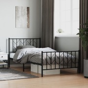 Metal Bed Frame with Headboard and Footboard Black King Single
