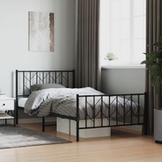 Metal Bed Frame with Headboard and Footboard Black