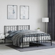 Metal Bed Frame with Headboard and Footboard Black