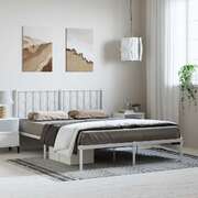 Pure Elegance: White Metal Bed Frame with Stylish Headboard Queen